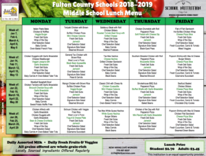 Middle Schools Lunch Menu