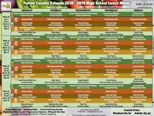 High School Lunch Menu
